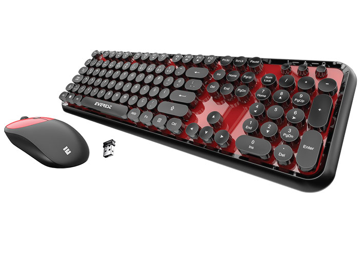 EVEREST ROUND KM-6282 Q Türkçe Kablosuz Multimedya Siyah/Kırmızı Klavye+ Mouse