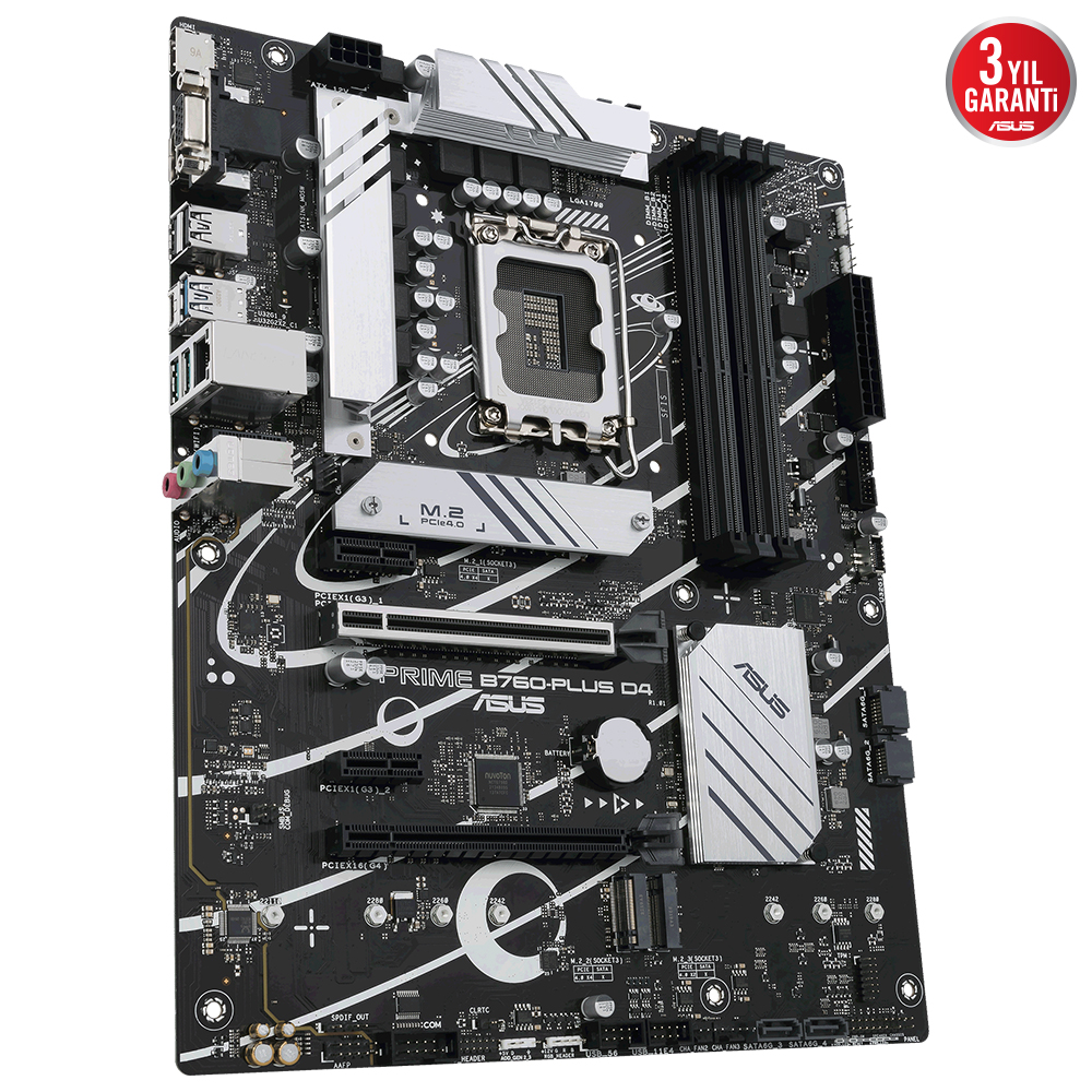 ASUS PRIME B760-PLUS D4 B760 DDR4 Vga GLan 2.5G ATX HD DP USB3 M2 RGB 1700p Anakart