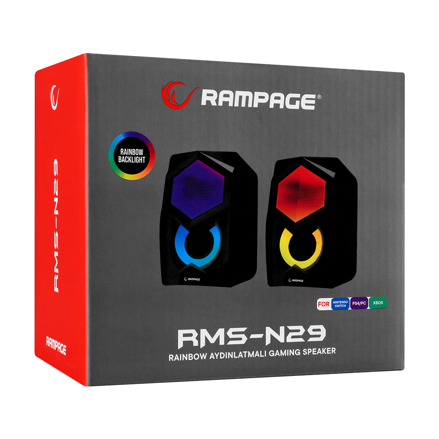 RAMPAGE RMS-N29 2.0 2x3W RMS Siyah Rainbow Aydınlatmalı Hoparlör