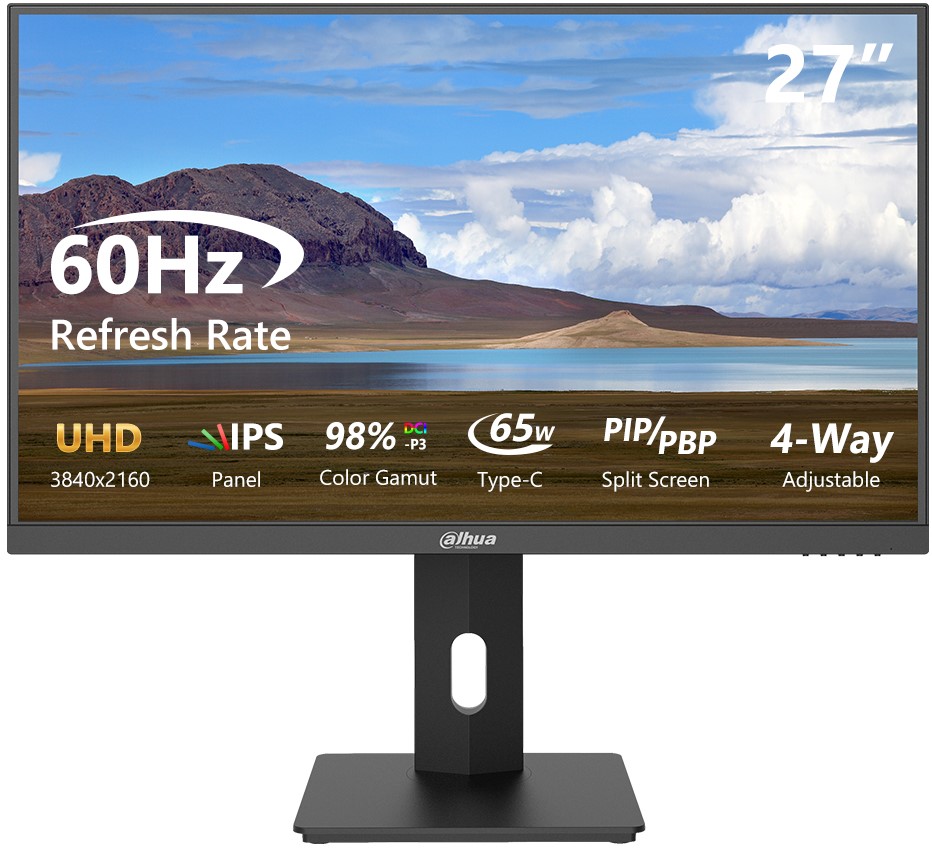 DAHUA LM27-U401A 27" LED IPS 5ms 60Hz 3840x2160 UHD 4K HDMI DP TYPE-C USB (Vesa) Pivot Siyah Monitör