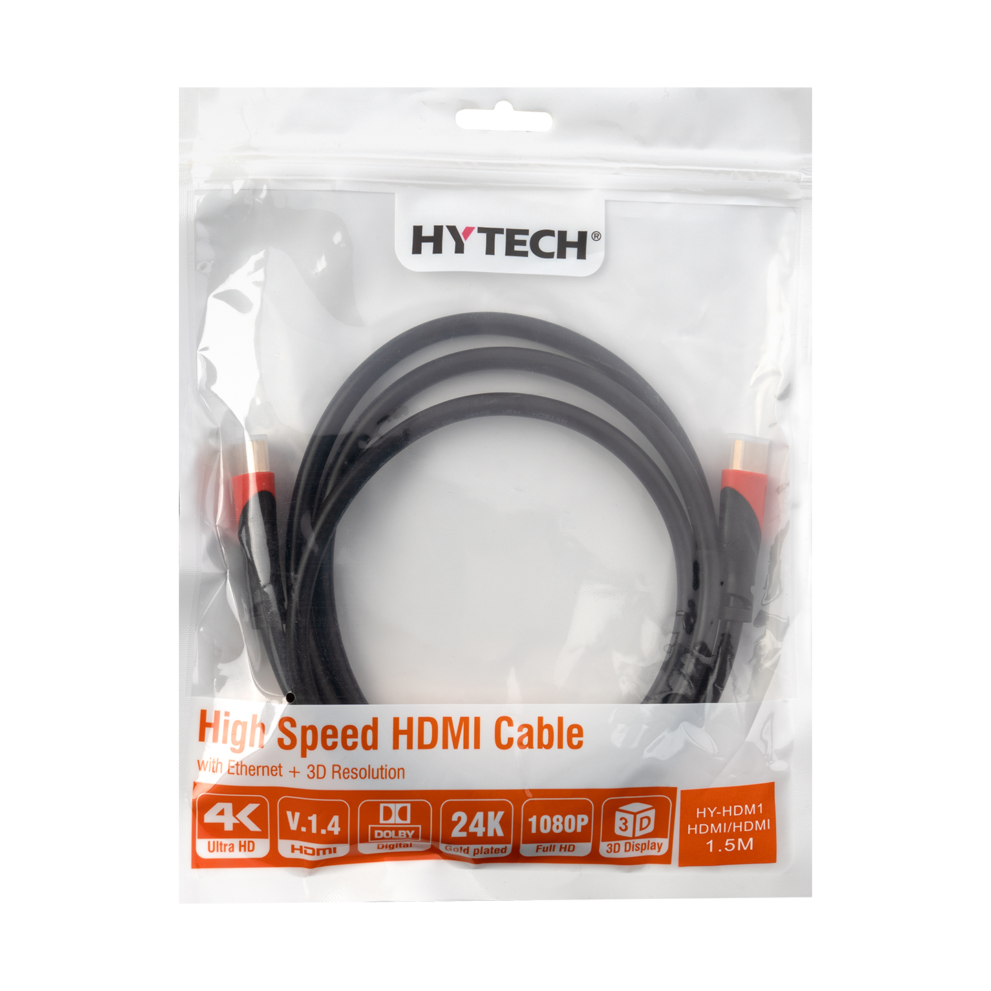 HYTECH HY-HDM1 1.5 Mt Altın Uçlu 24K 1.4 Ver. 3D HDMI Kablo - Resim 3