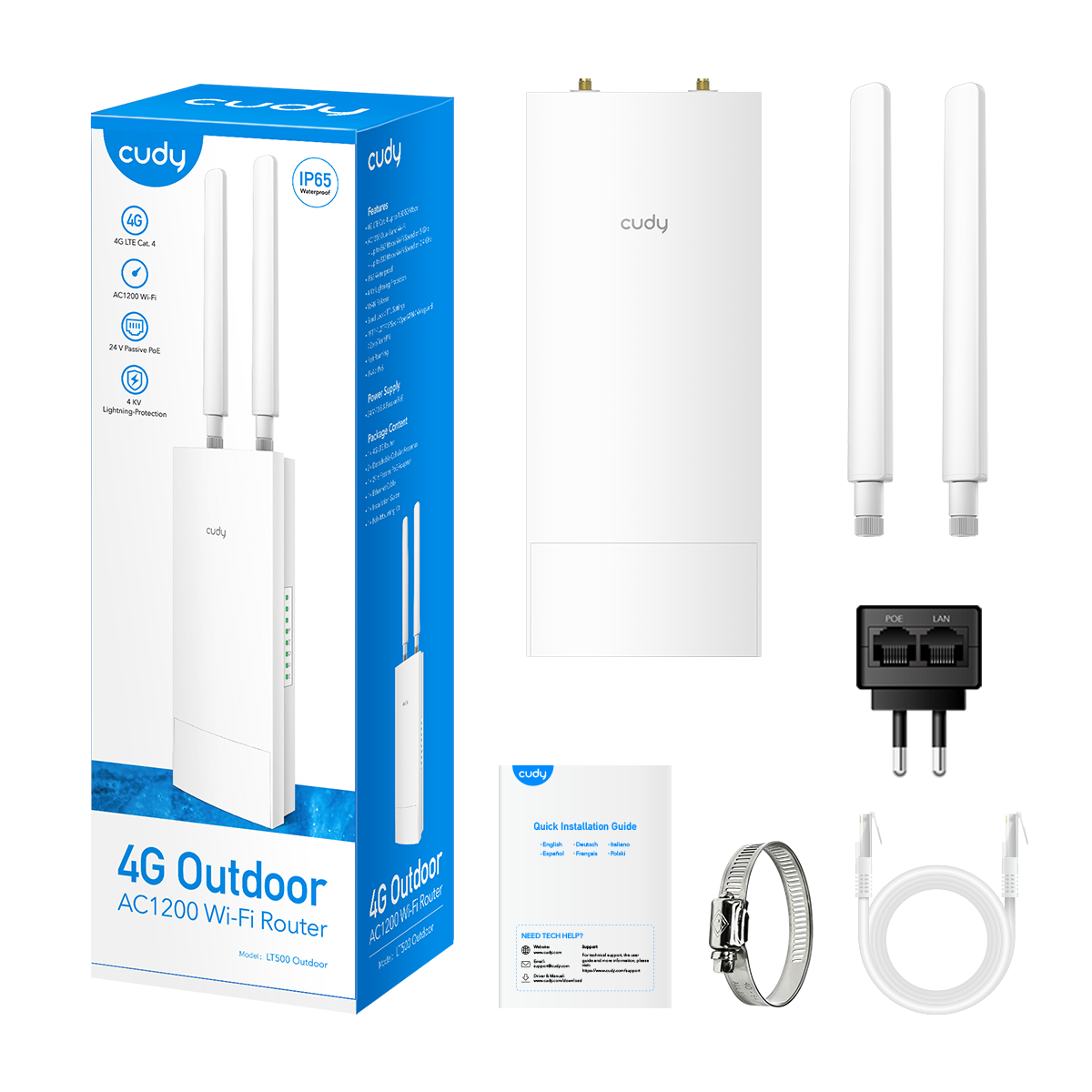 CUDY LT500 Outdoor_EU 1 Port 10/100Mbps AC1200 4 Anten Outdoor