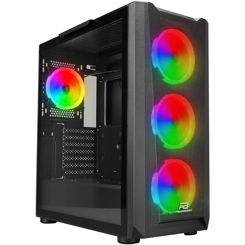 POWER BOOST VK-W001B Powersız Siyah Mesh ARGB Ring Fanlı Full Tower E-ATX Kasa